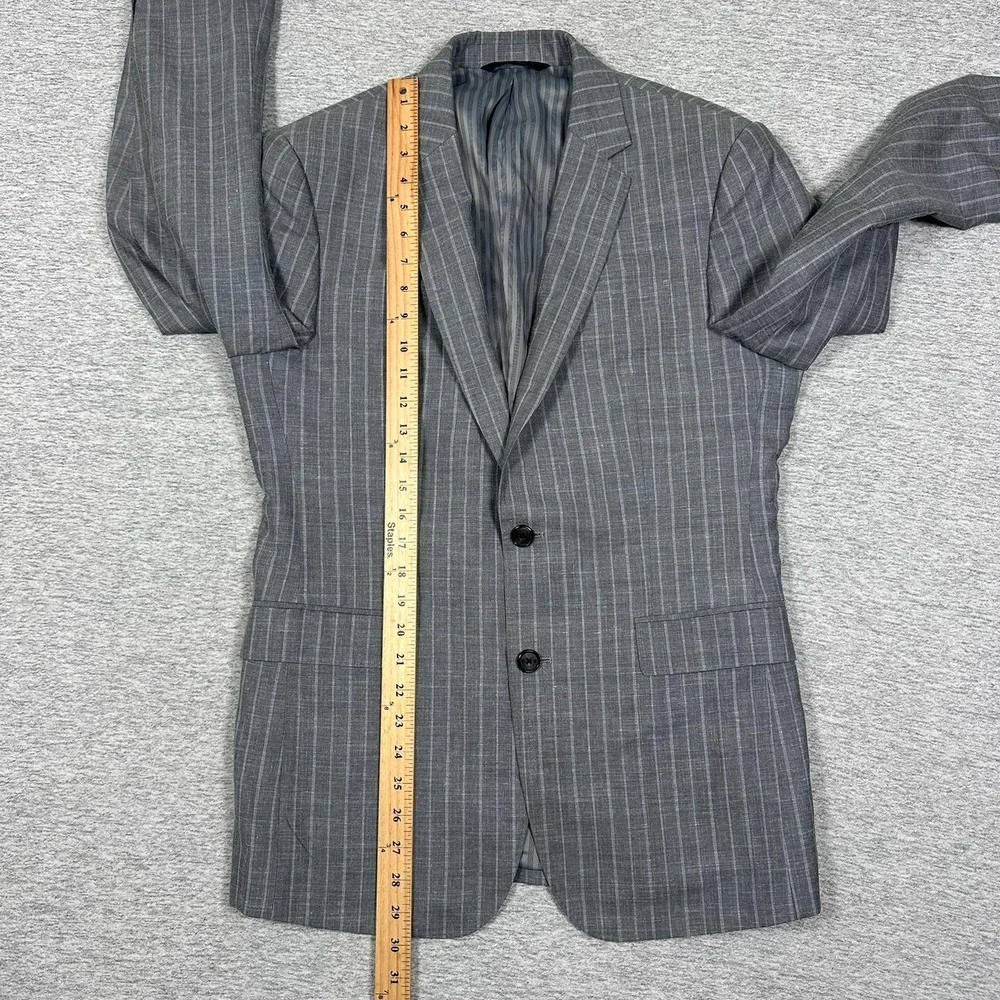 Banana Republic Blazer Mens 38R Gray Striped Wool Silk Linen Vitale Barberis